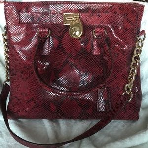 Michael Kors | Bags | Michael Kors Red Snake Skin Purse | Poshmark